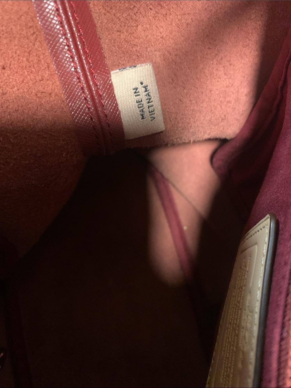 Coach New York Burgundy Tote with Tan Trim and Gold Accents - Picture 11 of 11